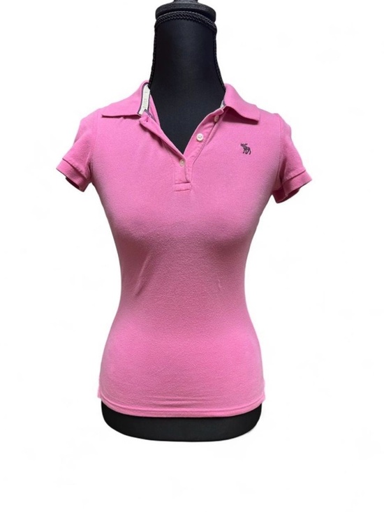Abercrombie & Fitch Tops - y2k abercrombie & fitch pink fitted polo top preppy baby tee moose logo xs Vtg
